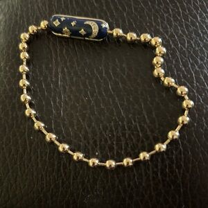 Celestial Gold and Blue Beaded Bracelet